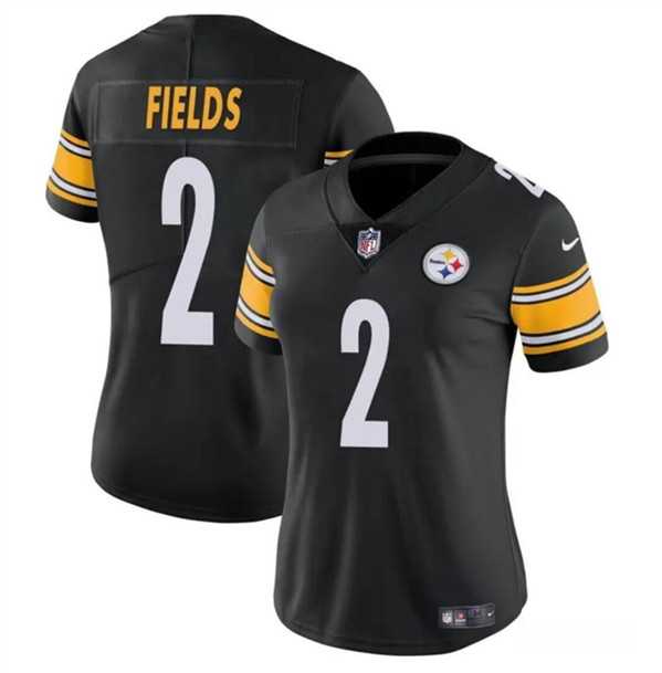 Womens Pittsburgh Steelers #2 Justin Fields Black Vapor Football Stitched Jersey Dzhi->women nfl jersey->Women Jersey